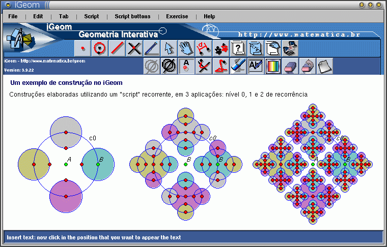 uma imagem do iGeom com o
     fractal tetra-circulo